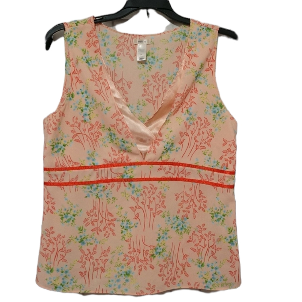 Orange V-Neck Empire Style Top Medium - Old Navy